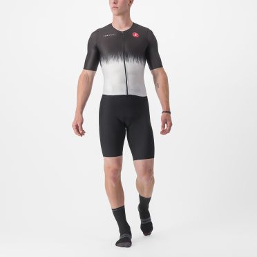 Castelli Sanremo Ultra speed suit trisuit korte mouw zwart/zilvergrijs heren 
