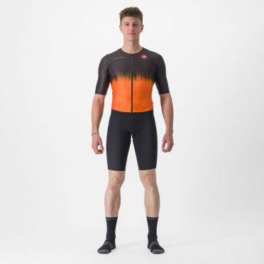 Castelli Sanremo Ultra speed suit trisuit korte mouw zwart/oranje heren 