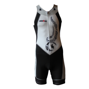 Ironman trisuit front zip mouwloos multisport tattoo wit/zwart/zilver heren 