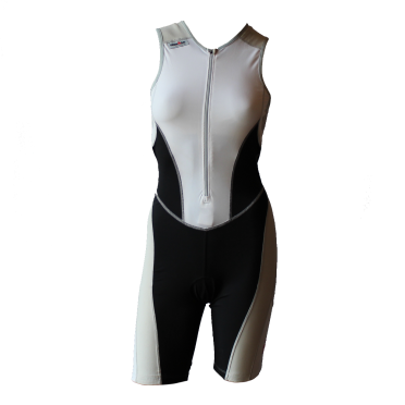 Ironman trisuit front zip mouwloos bodysuit wit/zwart dames 